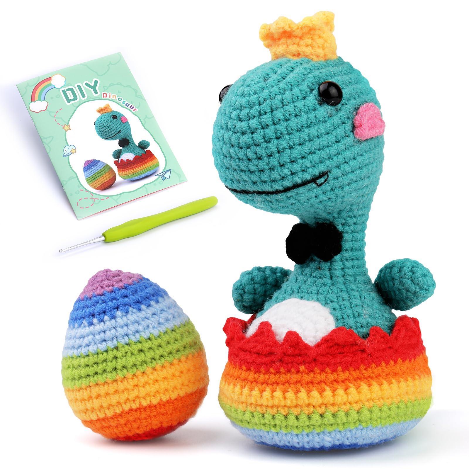Dinosaur Crochet Kit for Adults, Beginner Crochet Kit, Animal Amigurumi DIY  Craft Kit 