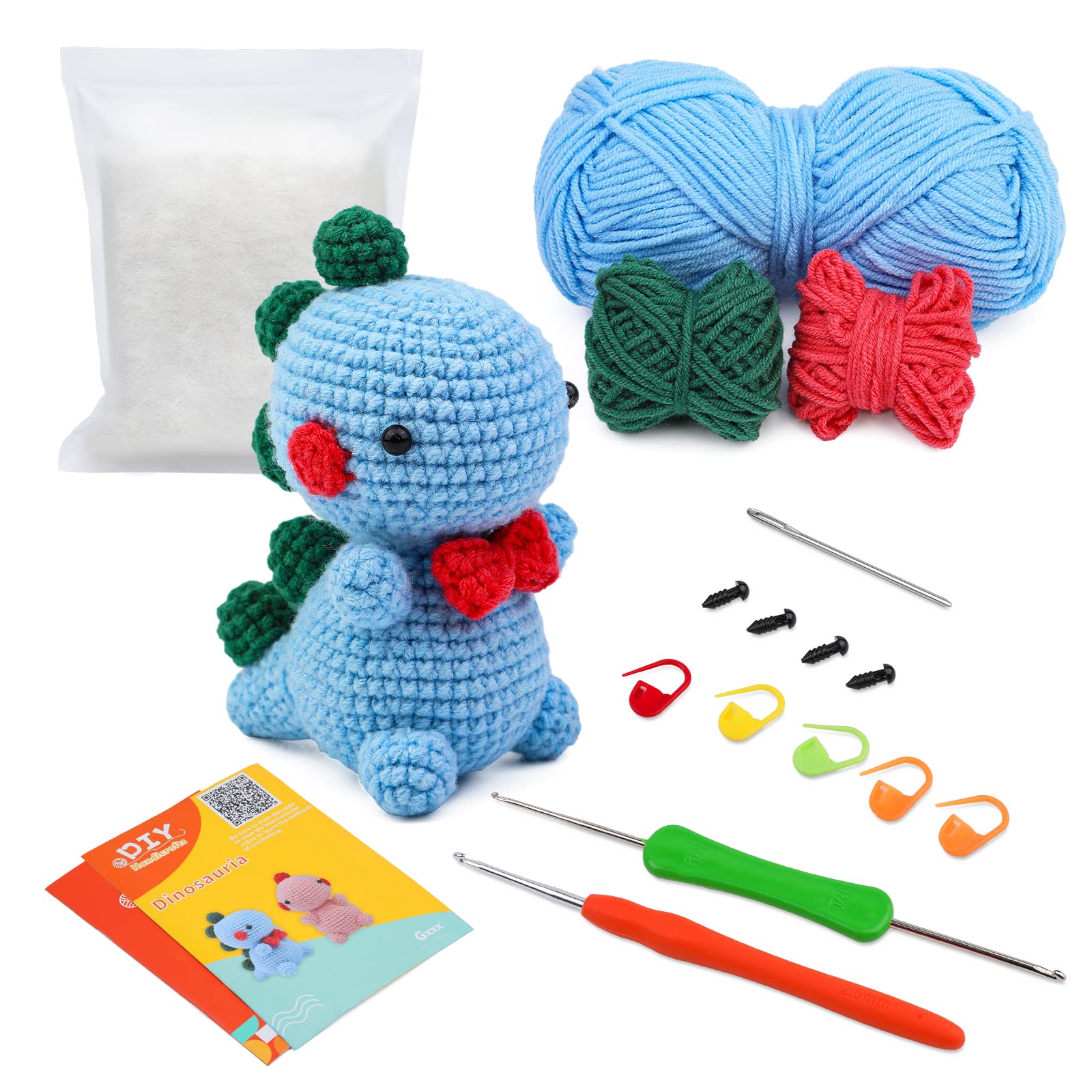 Beginner Crochet Kit Cute Colorful Dinosaurs Crochet Knitting Kit DIY  Craft•Gift 
