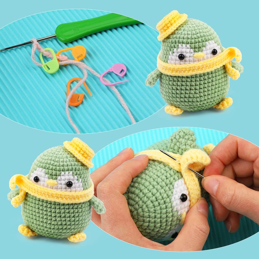 SPOKKI Crochet Kit for Beginners, 5pcs Crochet Animal Kit, Penguin Knitting  Kits for Kids Adult Include Step-by-Step Video Tutorials Yarns Crochet