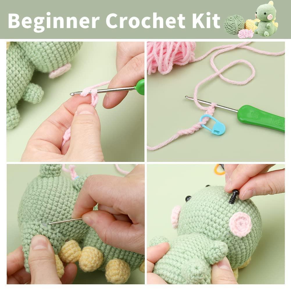 Cute Dinosaur Crochet Kit for Beginners Yellow