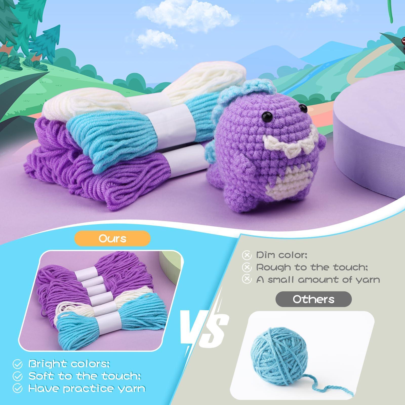Purple Dinosaur Crochet Kit for Beginners